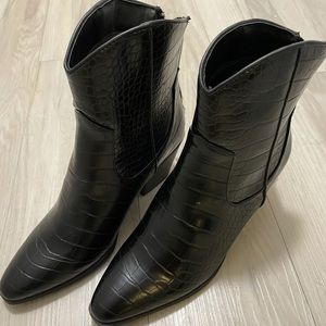 JustFab snakeskin booties